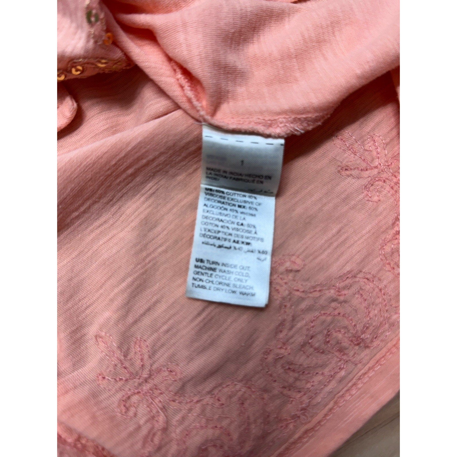 Chico’s Sequin Embellished Tunic Top Women’s Size 1/Medium Cotton Blend Knit