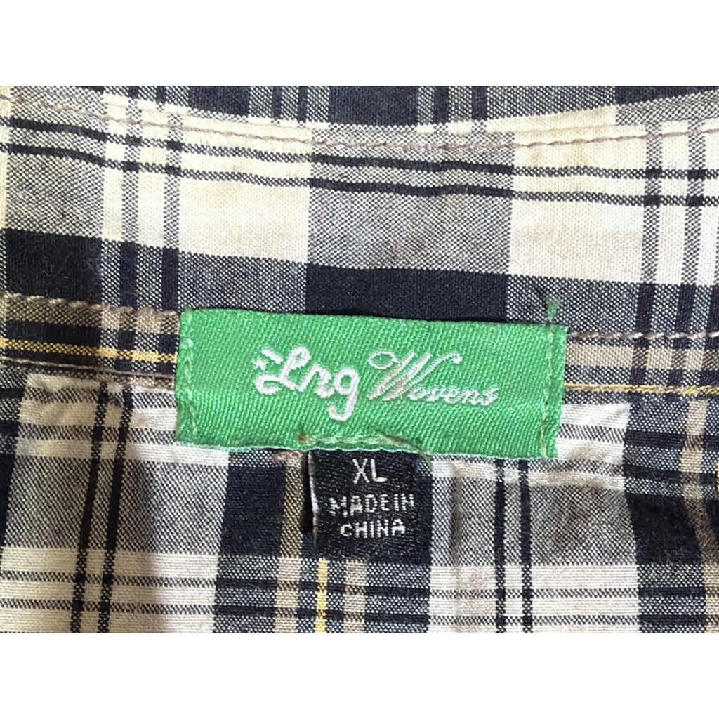 LRG Lifted Research Group Mens XL Plaid Pearl Snap Shirt Y2K Inside Pocket