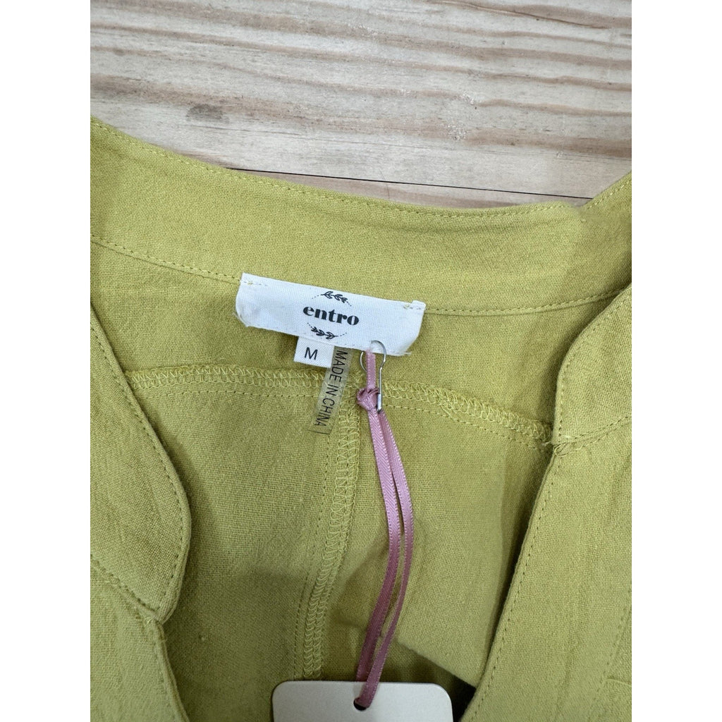 Entro Jumpsuit in Mustard Yellow Empire Waist Braided Belt Women’s Size M NWT