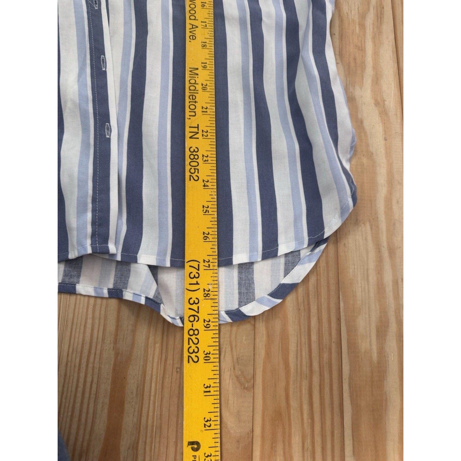 Alexander Jordan Womens XL Rayon Blue Striped Short Sleeve Flowy V-Neck