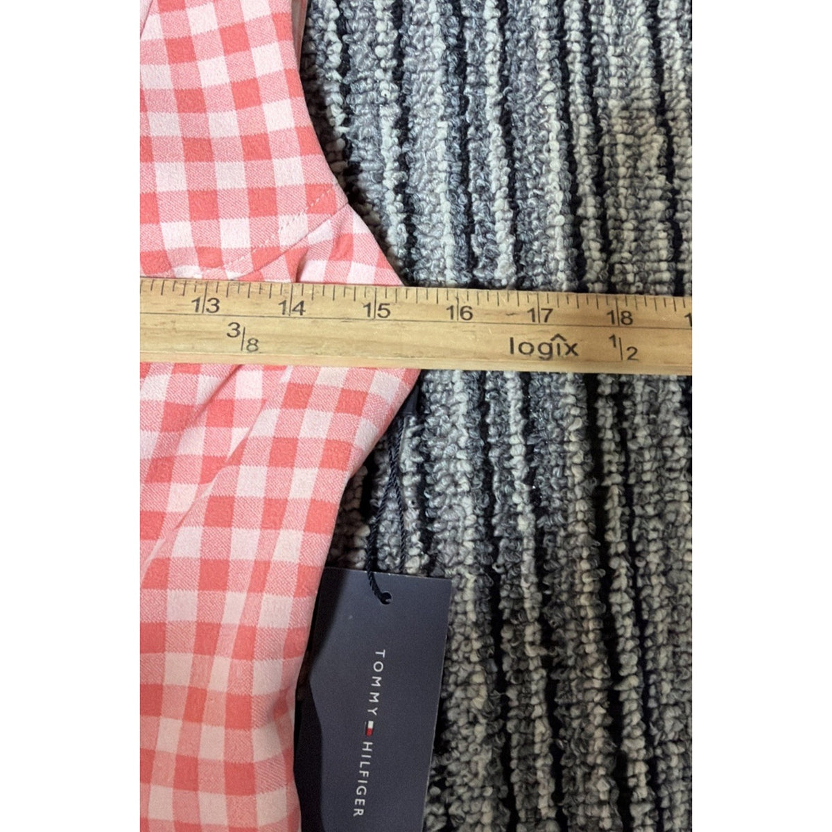Tommy Hilfiger Dress Womens 6P Petite Pink Gingham Sleeveless Fit Flare NWT
