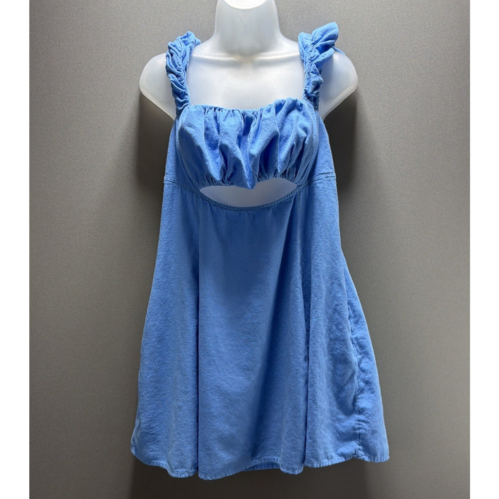 Free People Bom Bom Island Mini Endless Summer Cutout Button Smocked Dress Large
