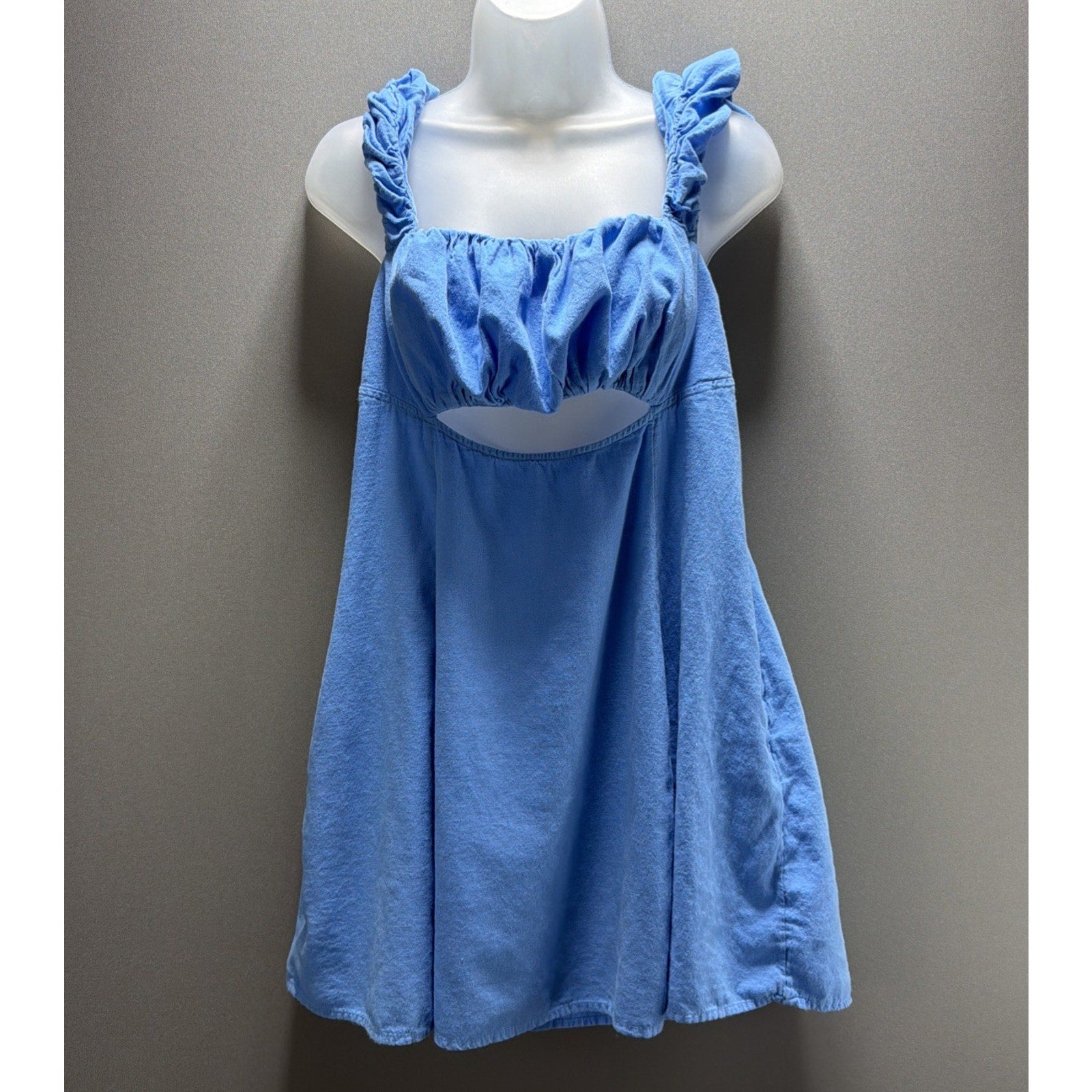 Free People Bom Bom Island Mini Endless Summer Cutout Button Smocked Dress Large