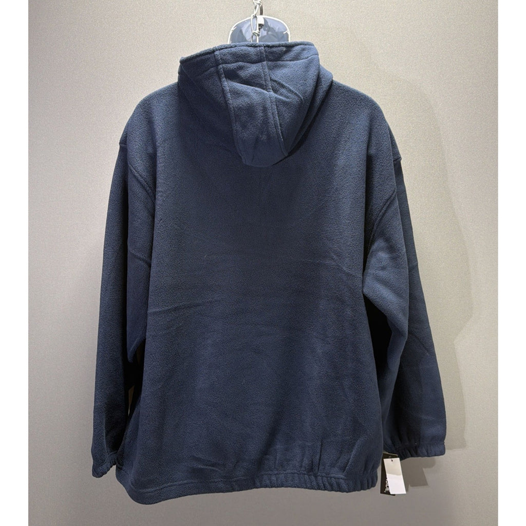 Burnside Polar Fleece Quarter-Zip Scuba Hooded Pullover Navy Blue XL New