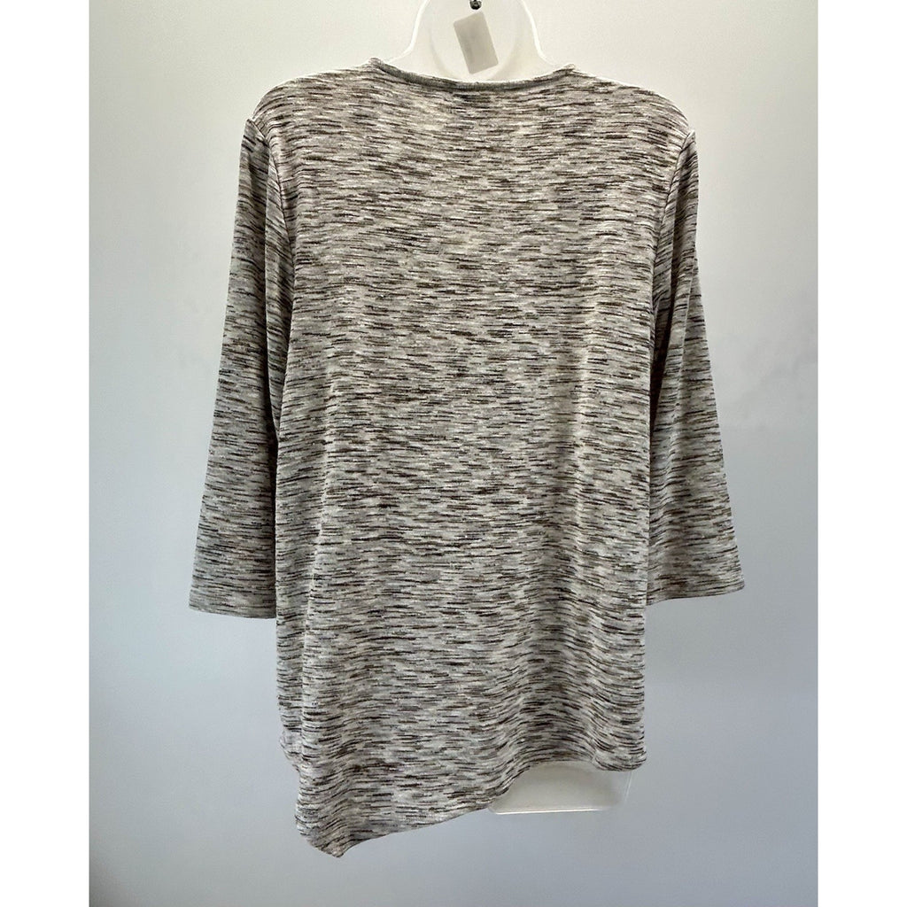 Chicos Shirt Women's 1 Medium mimi marble spacedye heather wrap 3/4 Sleeve.