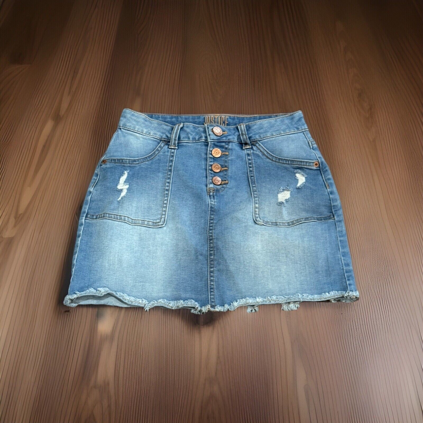 Justice - Denim Skort - Size 12- With Pockets - NWOT Button Front