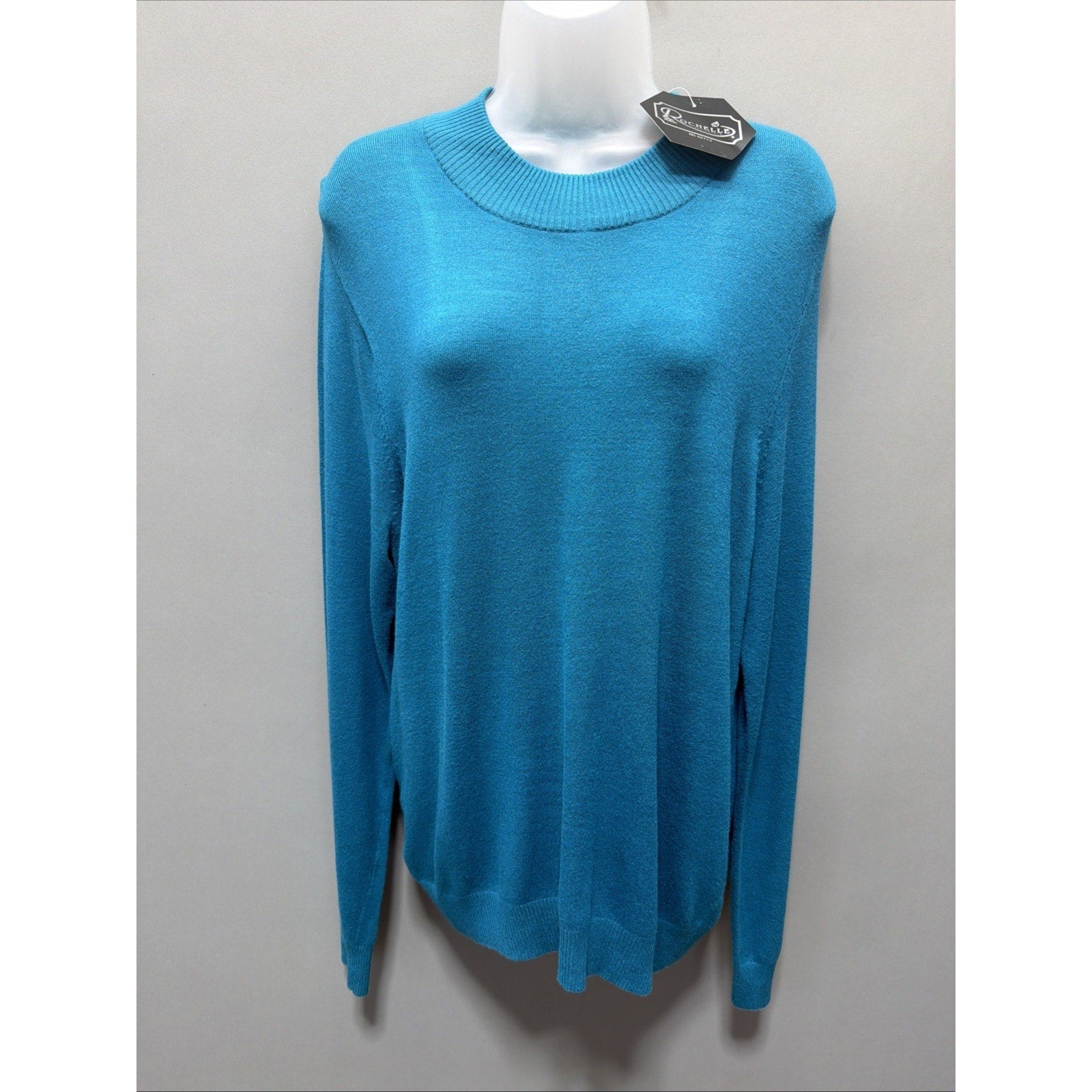Vintage Rochelle California Blue Mock Neck Long Sleeve sweater - size Large New