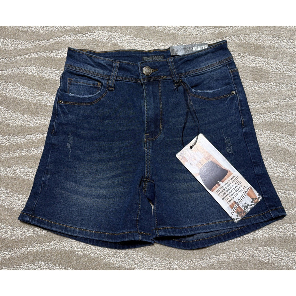 Silver Crush Shorts Blue Denim Jean Mid Rise Stretch Size 3/26 NWT