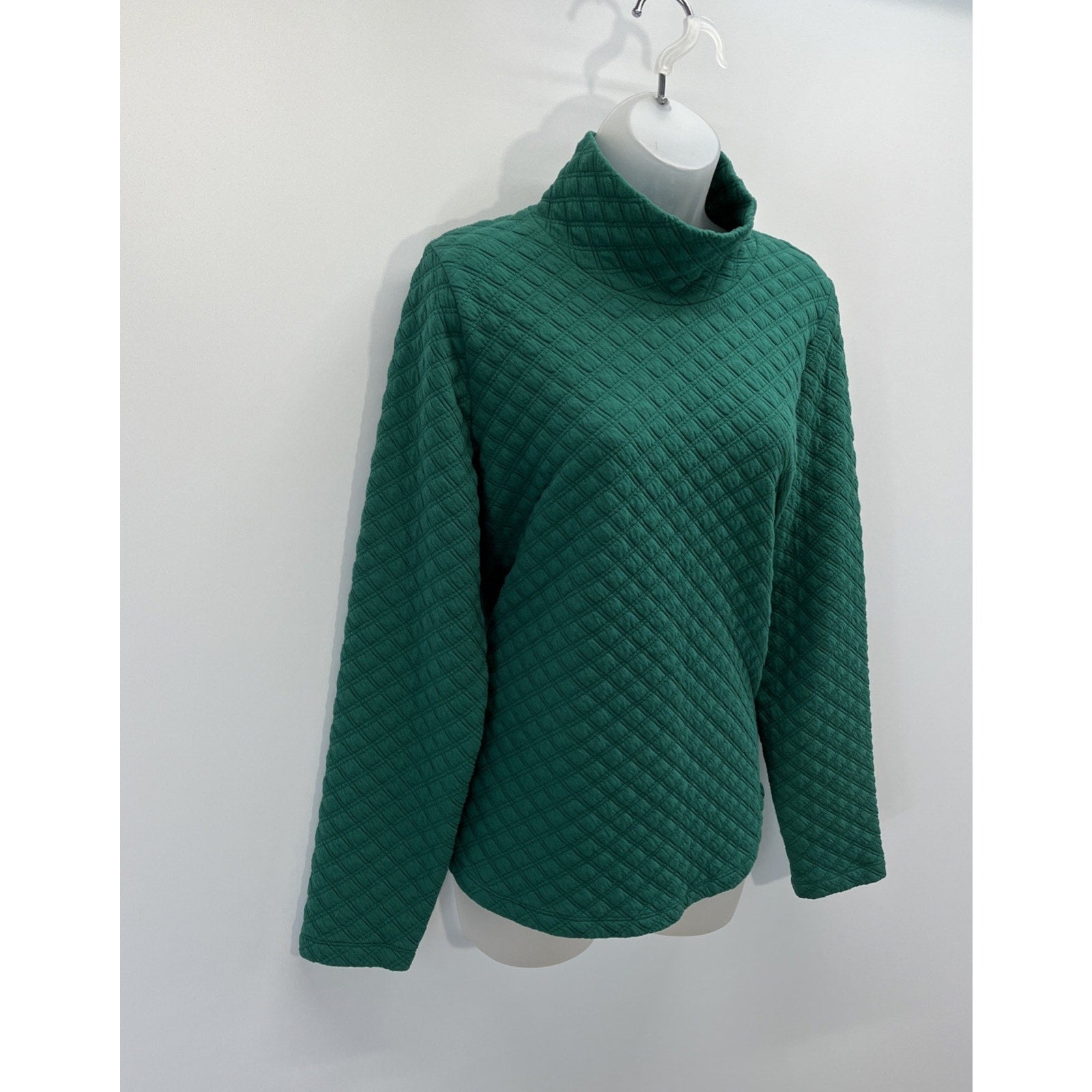 J. CREW | Women's M Emerald Green Quilted Mock turtleneck Top