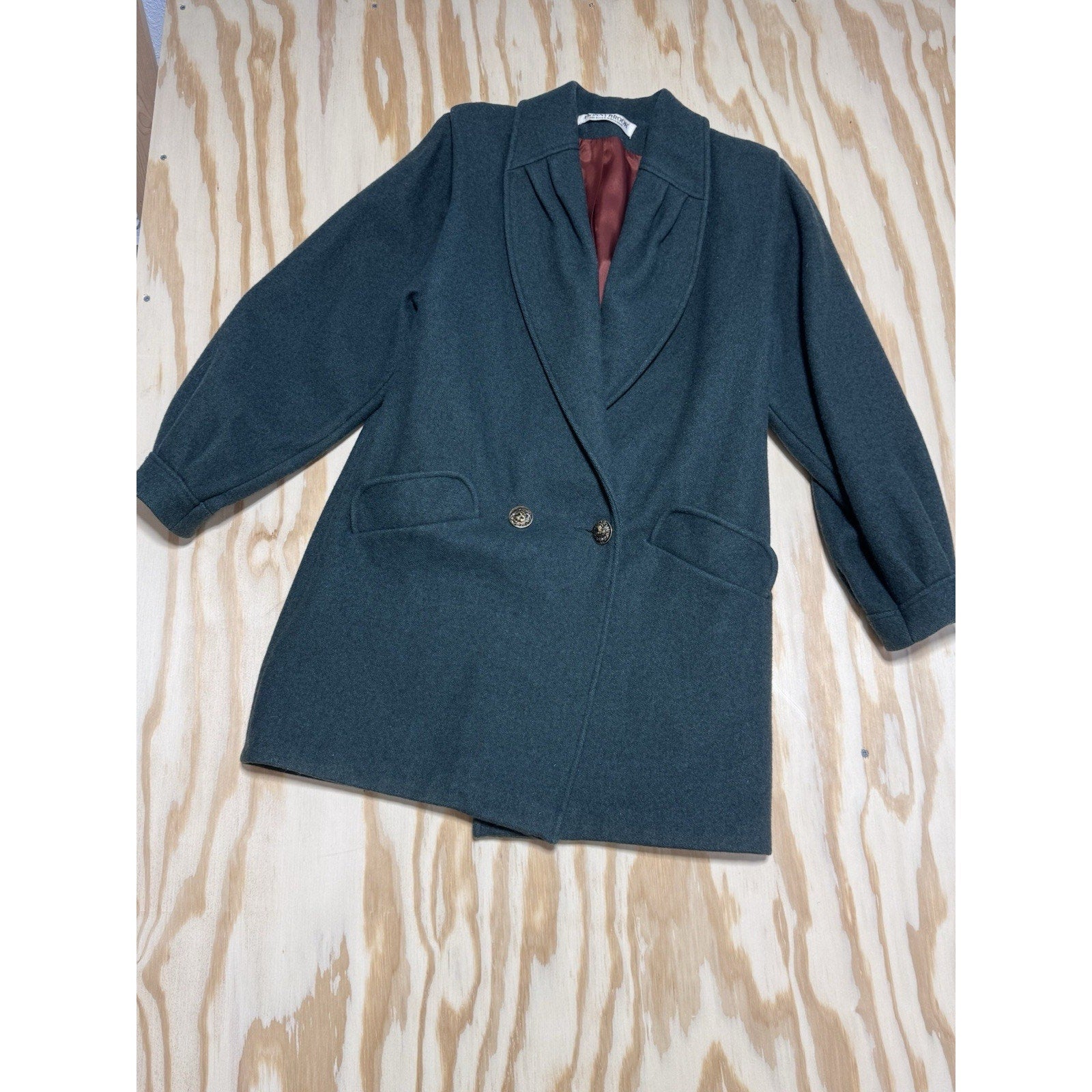 Vintage Donnybrook Wool Coat Green Oversized Blazer USA Gold Button