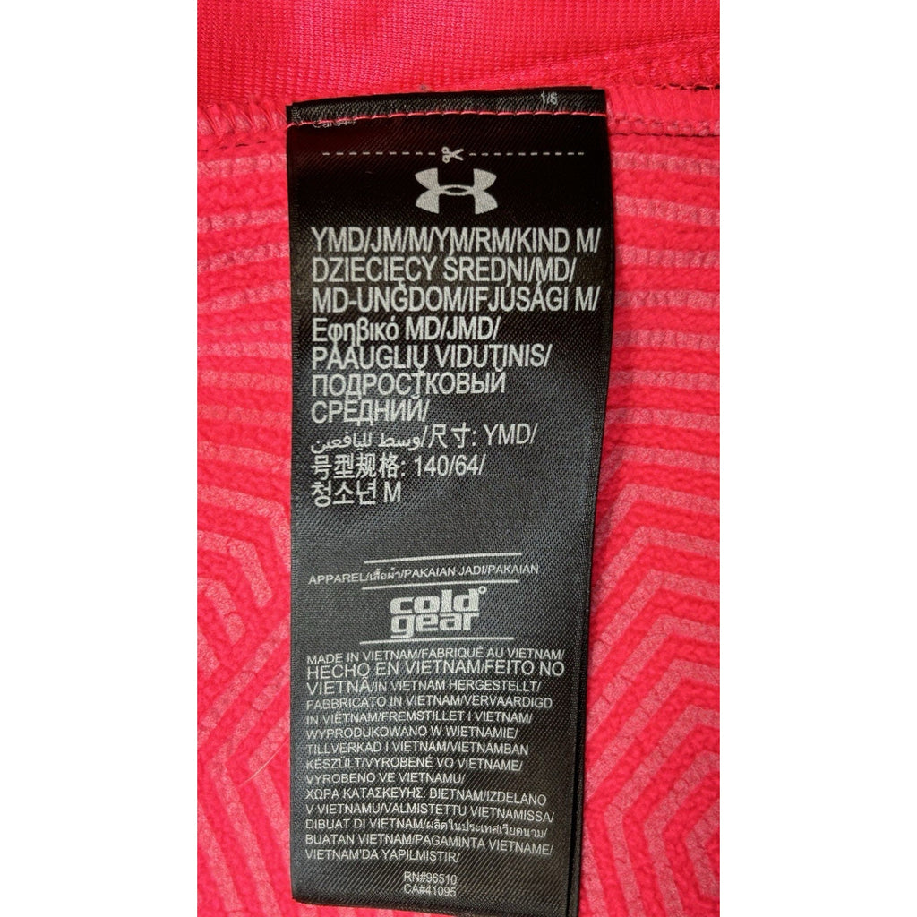 Under Armour Girl’s Medium Hoodie Black and Pink Storm Full Zip Cold Gear.