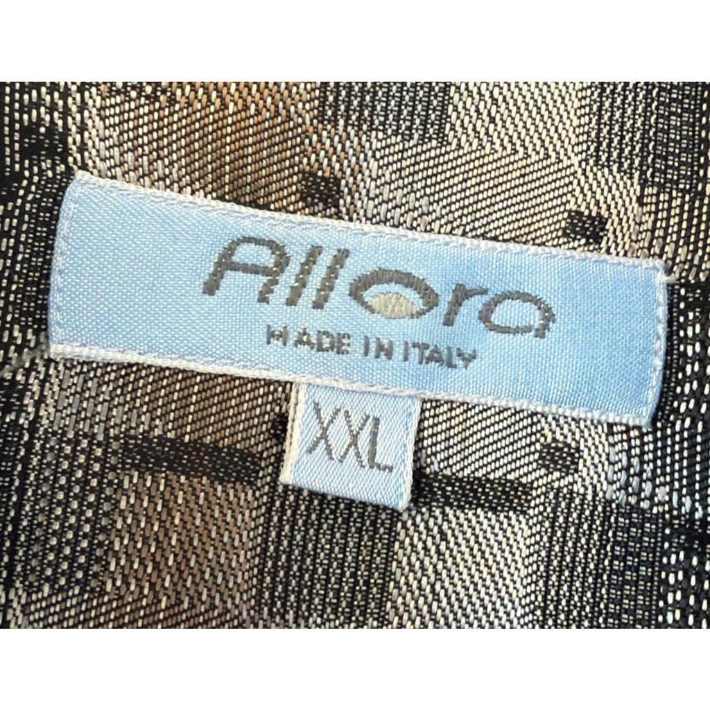 Alora Made In Italy Men’s XXL Geometric Button Front Shirt Gray Tan Retro Y2K