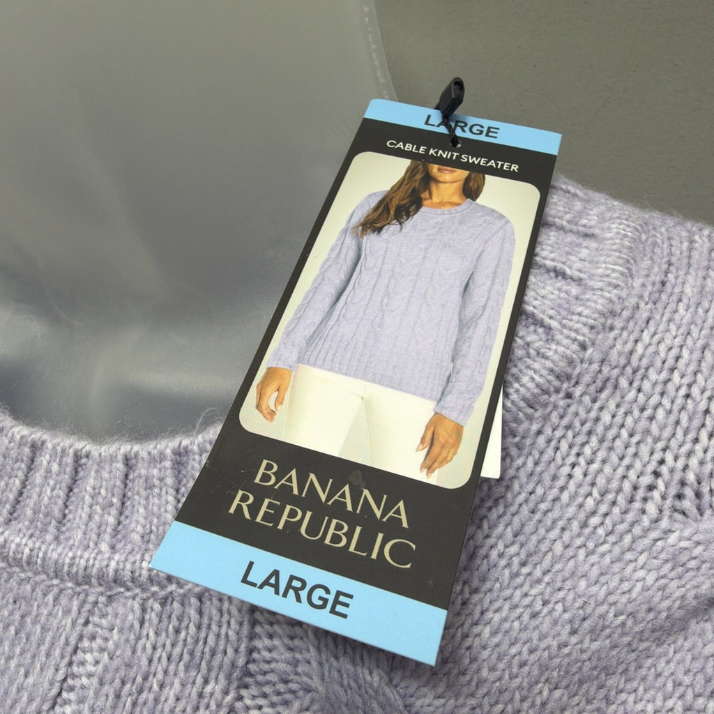 Banana Republic Cable Knit Sweater Womens Size Large Rayon Super Soft Casual NWT
