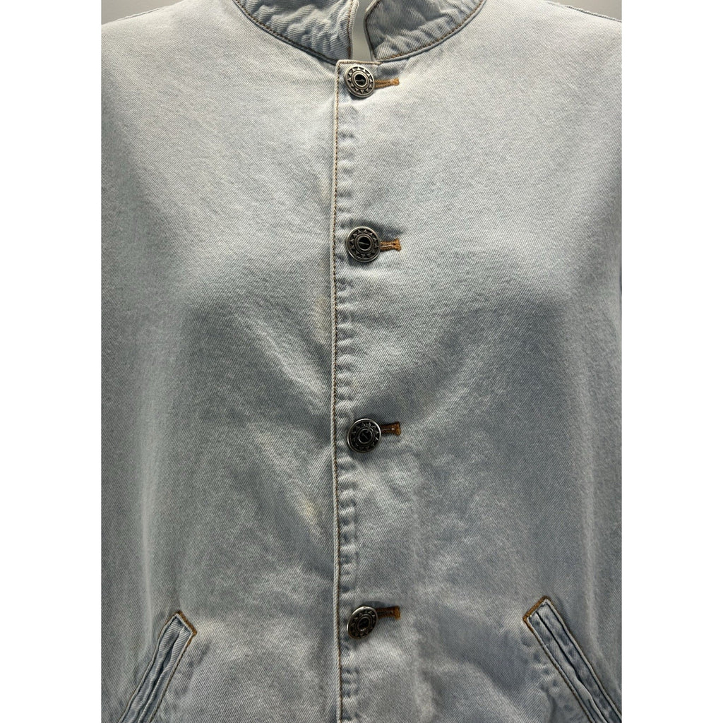Chico's Woman's Blue Denim Button Up Long Sleeve Collar Cotton Jacket Top Medium