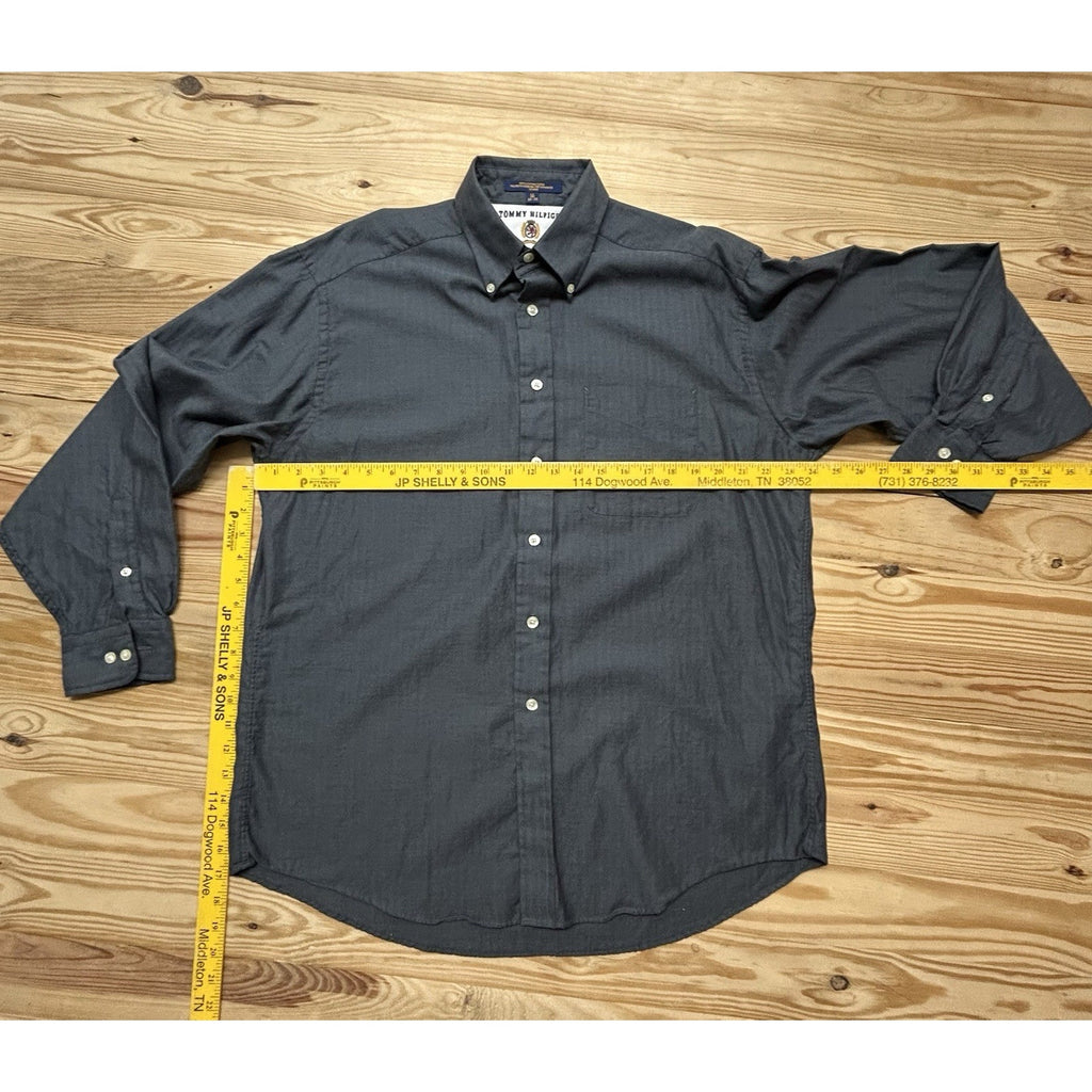 Tommy Hilfiger Vintage Men's Casual Button Down Shirt Long Sleeve Gray 16 34-35.