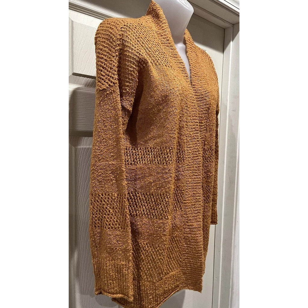 NWT Keren Hart Women's Mustard Open Front Longer Cardigan Sweater Size Small S