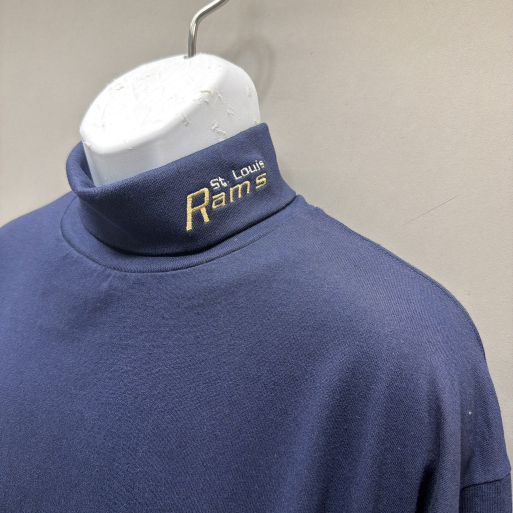 Vintage St Louis Rams NFL CSA Size XL Blue Mock Turtleneck NWT Yr 2000 Made USA