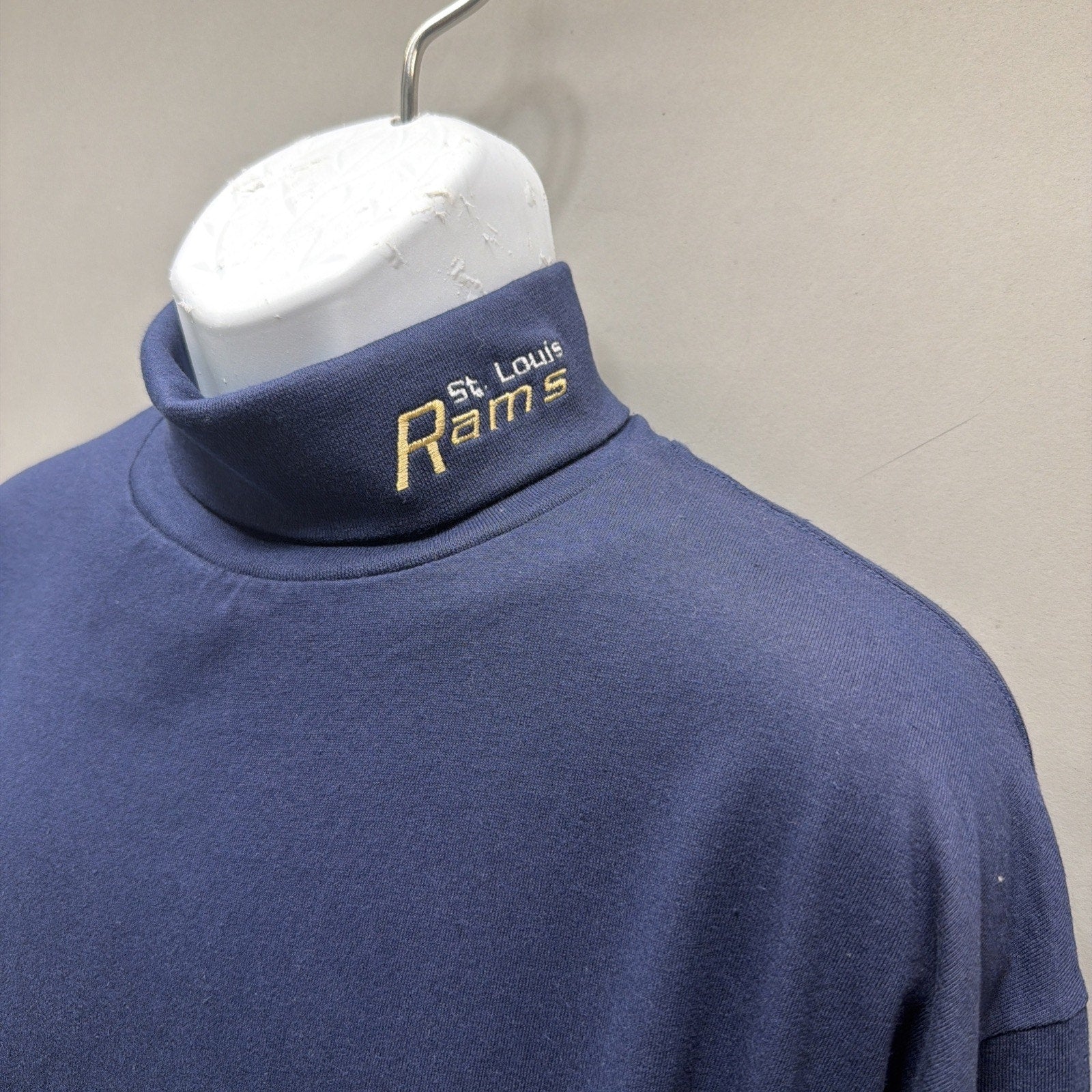 Vintage St Louis Rams NFL CSA Size XL Blue Mock Turtleneck NWT Yr 2000 Made USA