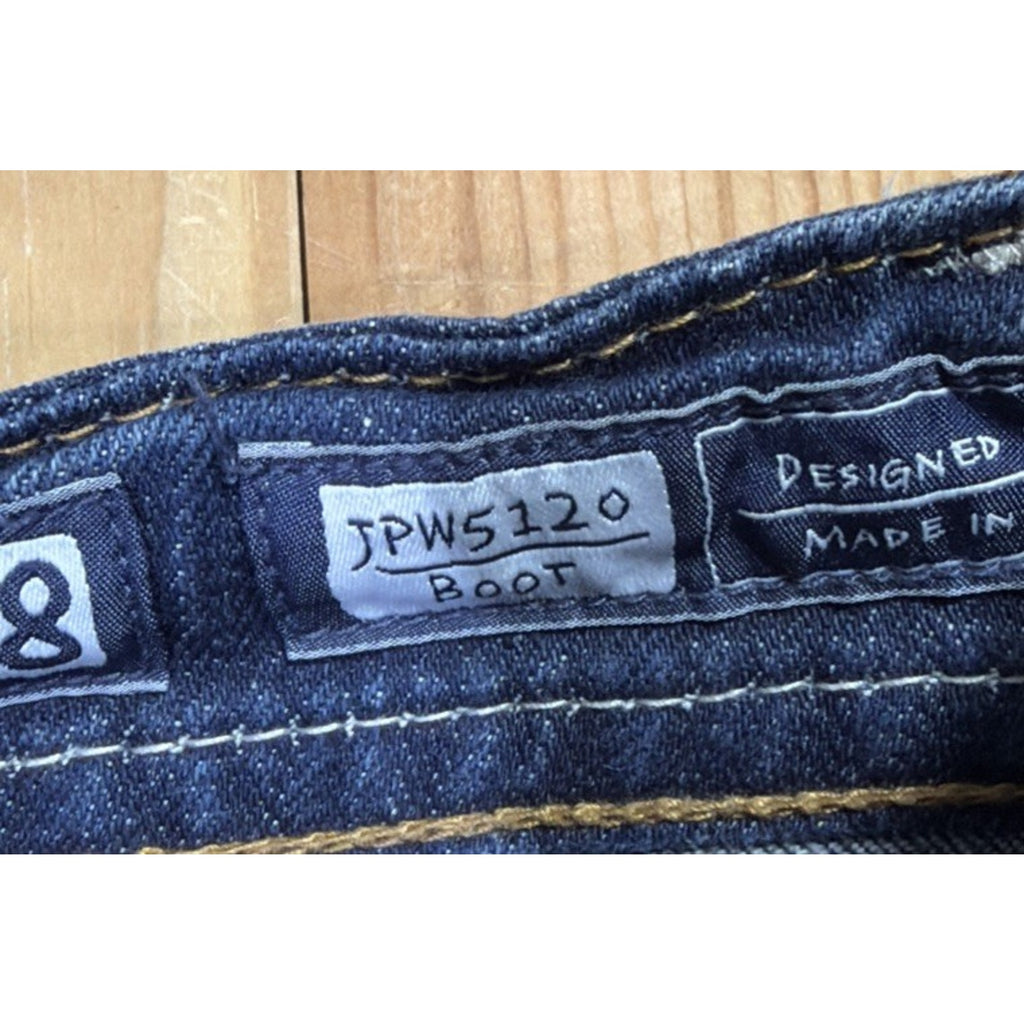 Miss Me JPW5120 Bootcut Jeans 28x33 Y2K White Leather Flap Pocket Tall
