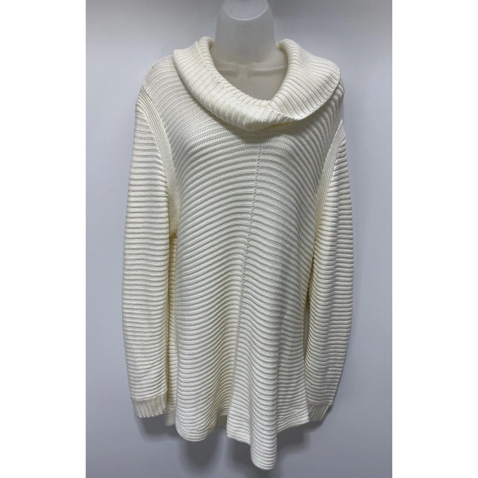 Calvin Klein Women's Sz XL Long Sleeve Cowl Neck Sweater Ivory