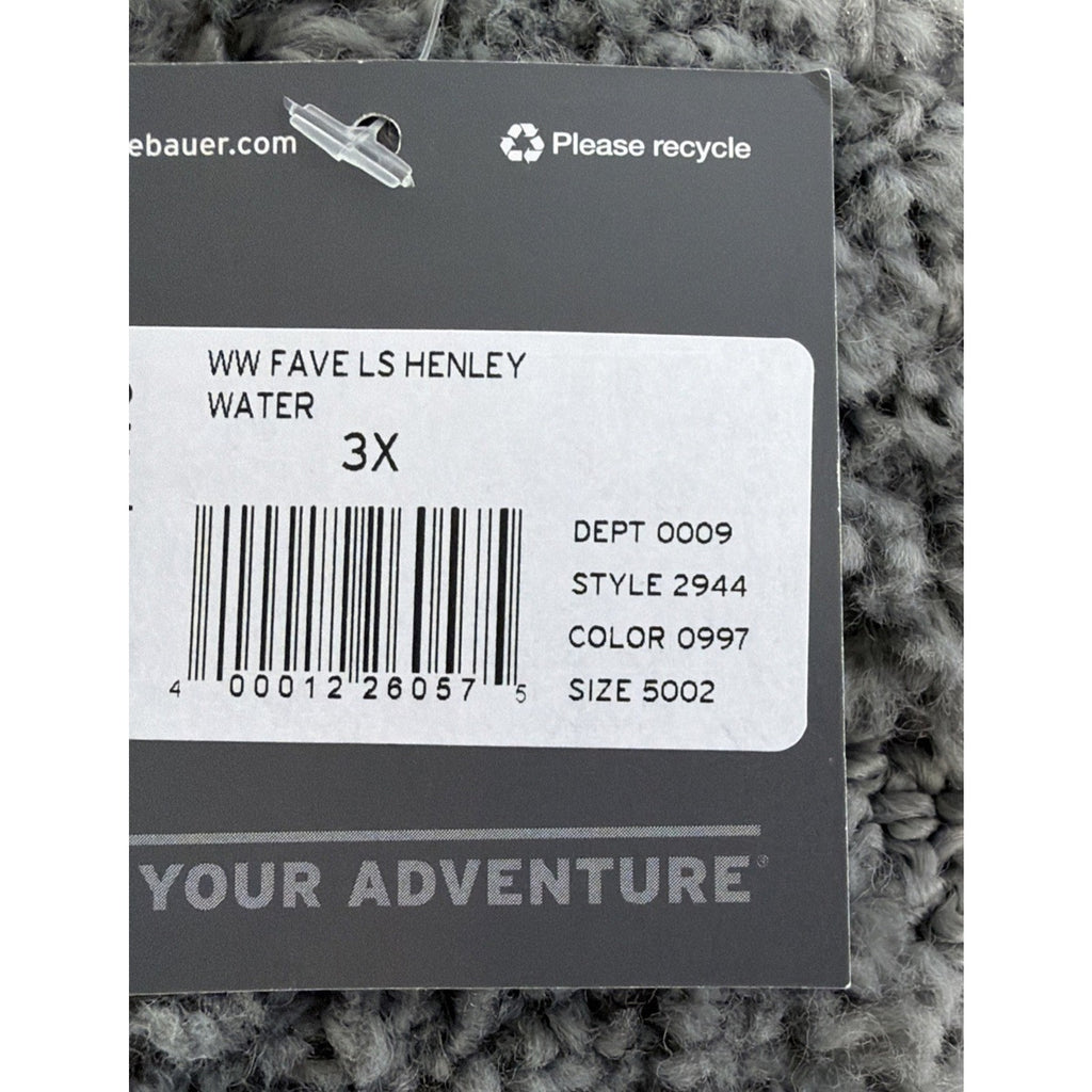 Eddie Bauer Women’s Favorite Henley Top Plus 3X Light Blue Long Sleeve Shirt NEW