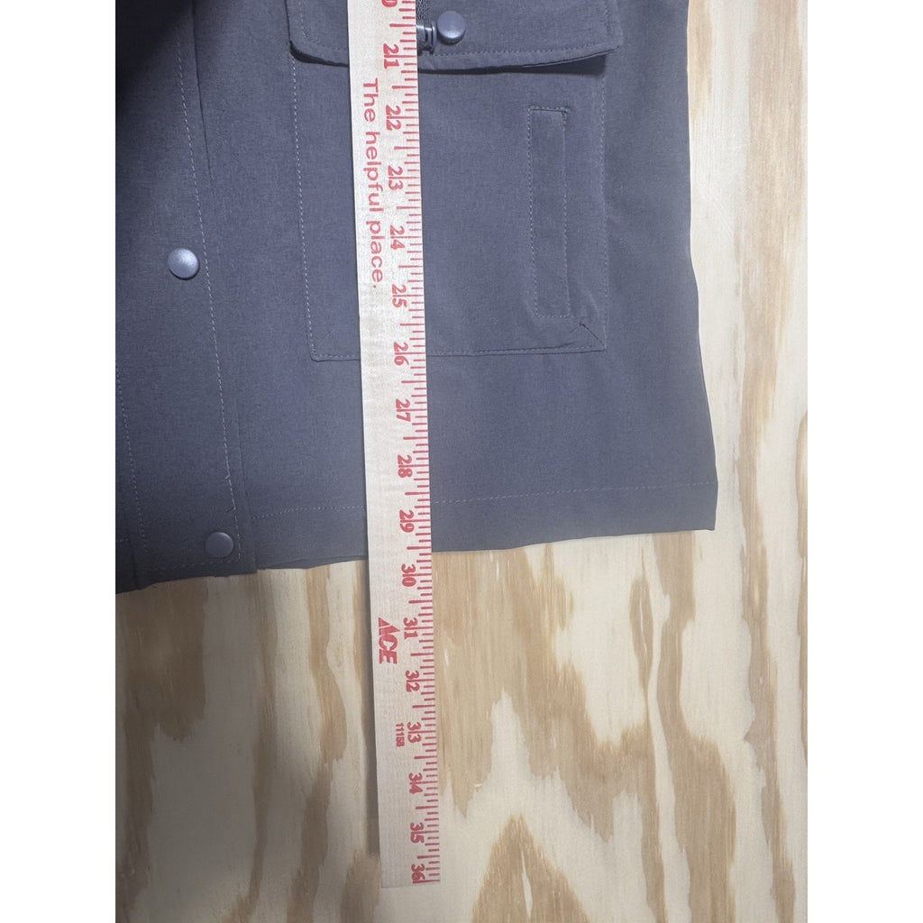 Oxford Golf Women’s Hooded Jacket Gray Snap Front Stretch Lightweight Utility M