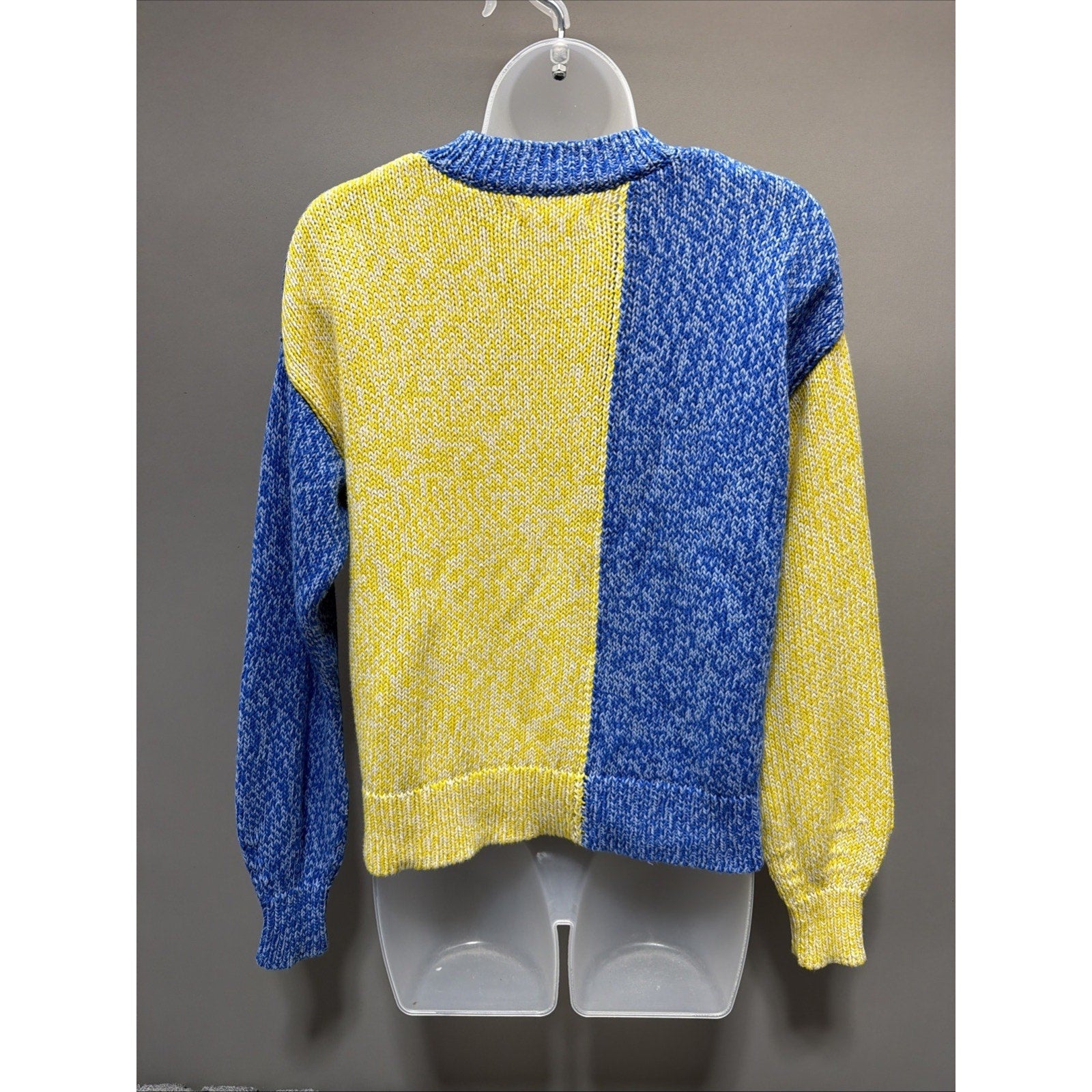 Chinti & Parker Size XS Mock Neck Sweater Blue Yellow Colorblock 100% Cotton