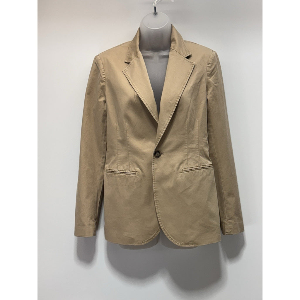 Ralph Lauren Black Label 1 Button Beige Cotton Blend Blazer Women’s Size 4