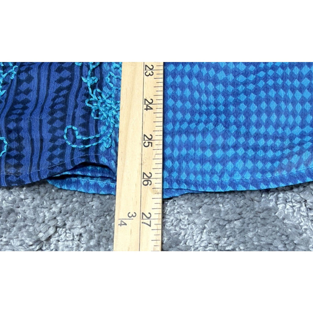 Lucky Brand Lined tank casual Medium Blue Boho Embroidered pattern