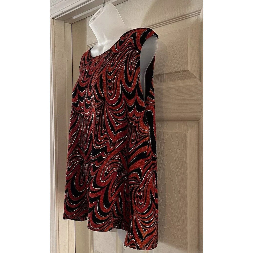 Studio C Plus Blouse Women's 22W Plus Sleeveless Red Black White Pullover Light