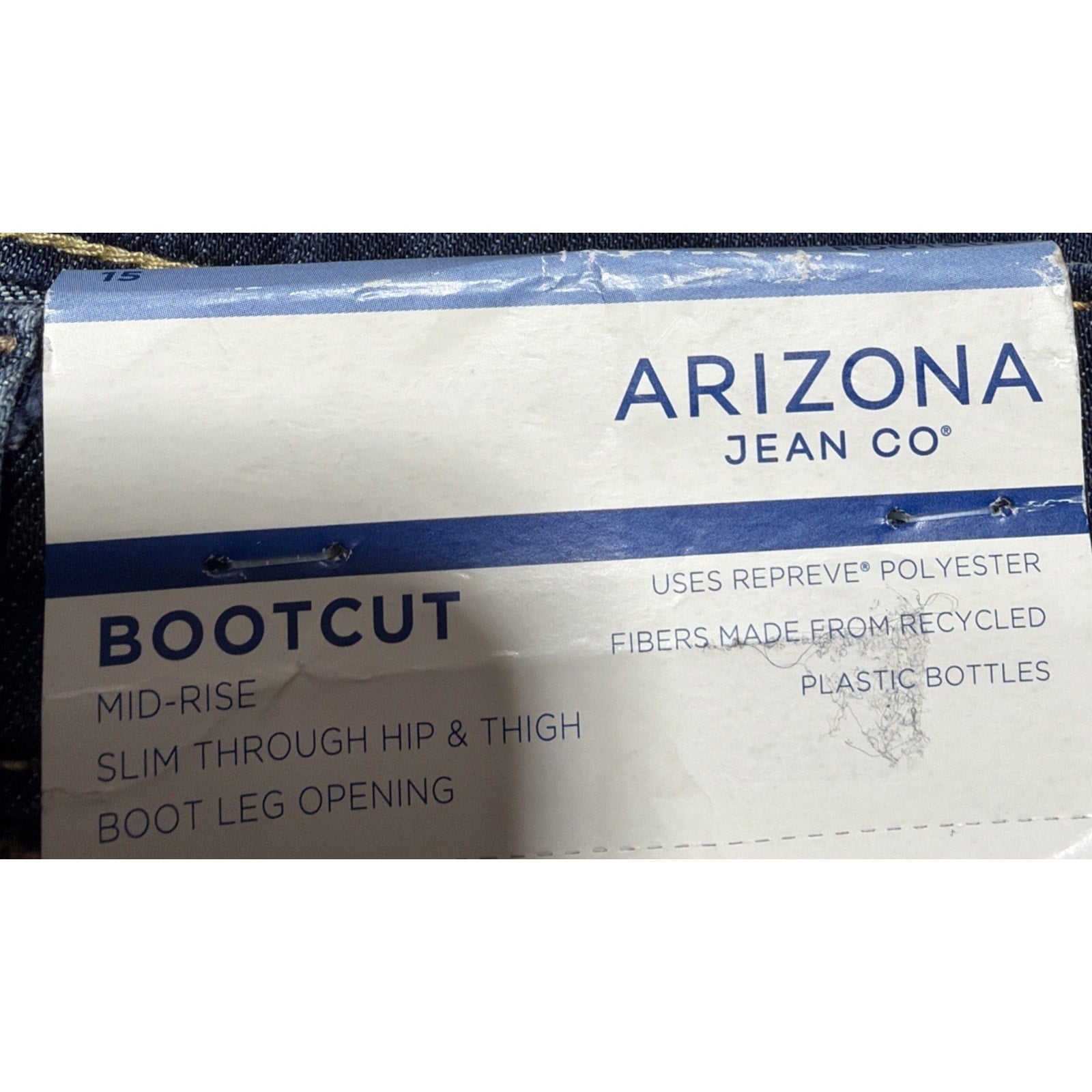 Arizona Jean Co Mid Rise Bootcut Jeans Womens Size 15 Dark Wash Stretch NWT