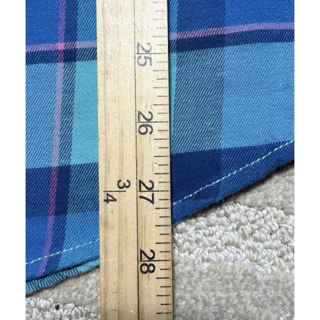 Chubbies Mens XL Blue Teal Plaid Button Down Long Sleeve Shirt Cotton Casual EUC