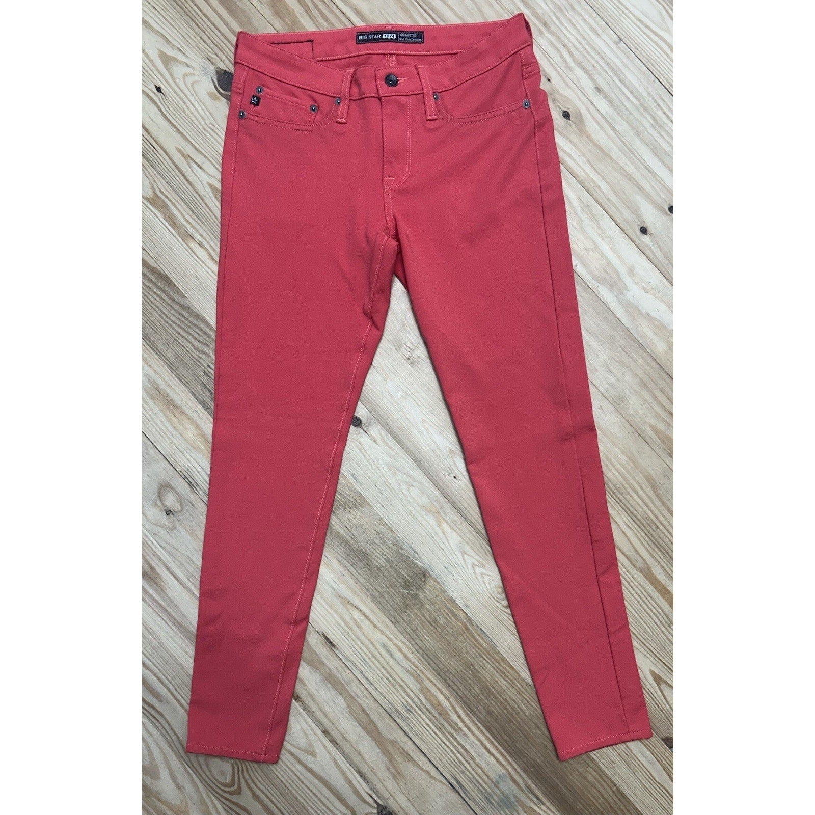 Big Star Colette Skinny Jeans Women's Size 29 Coral Mid Rise Leggings.