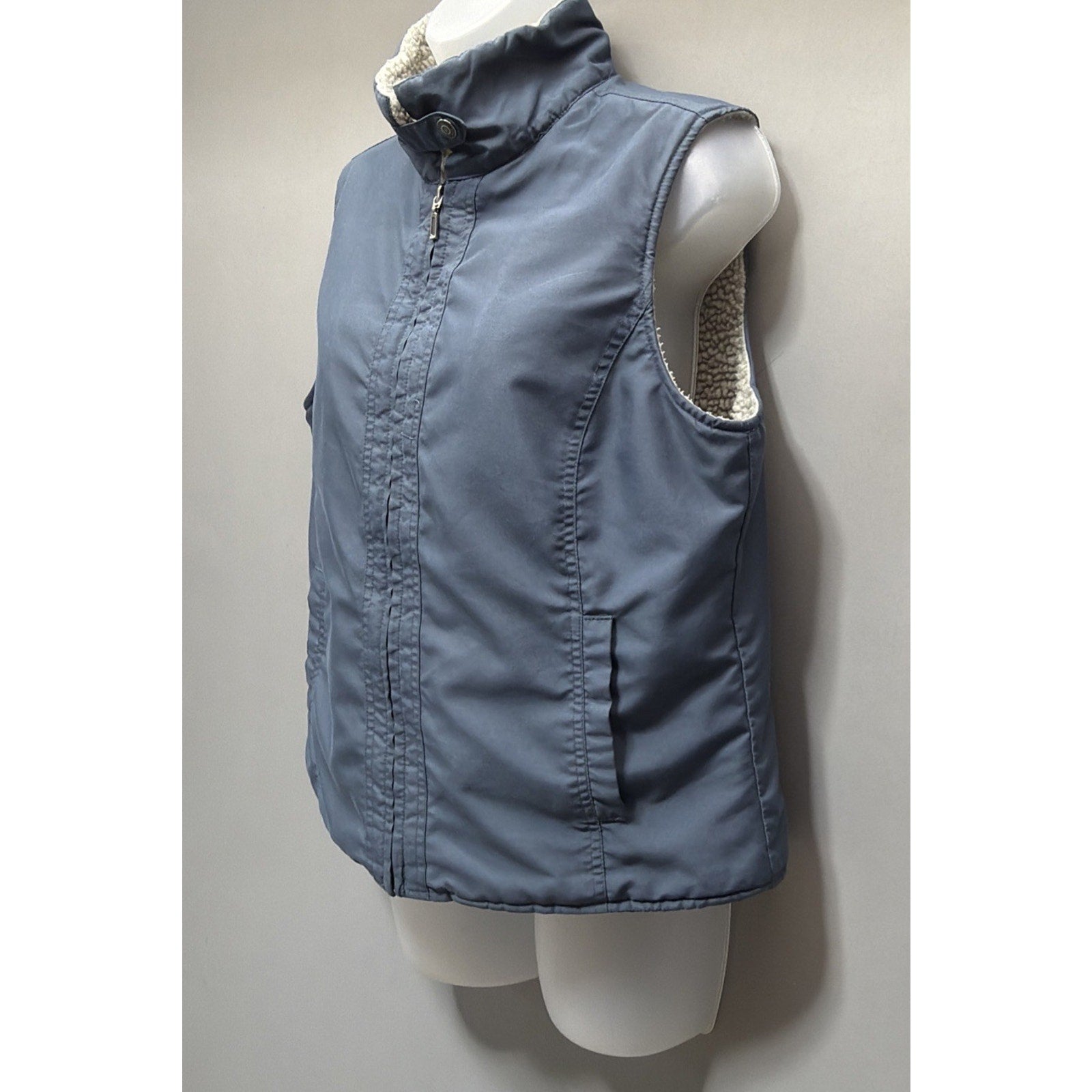 Sonoma Vest Women's Size Medium Blue Full Zip Sherpa Fleece