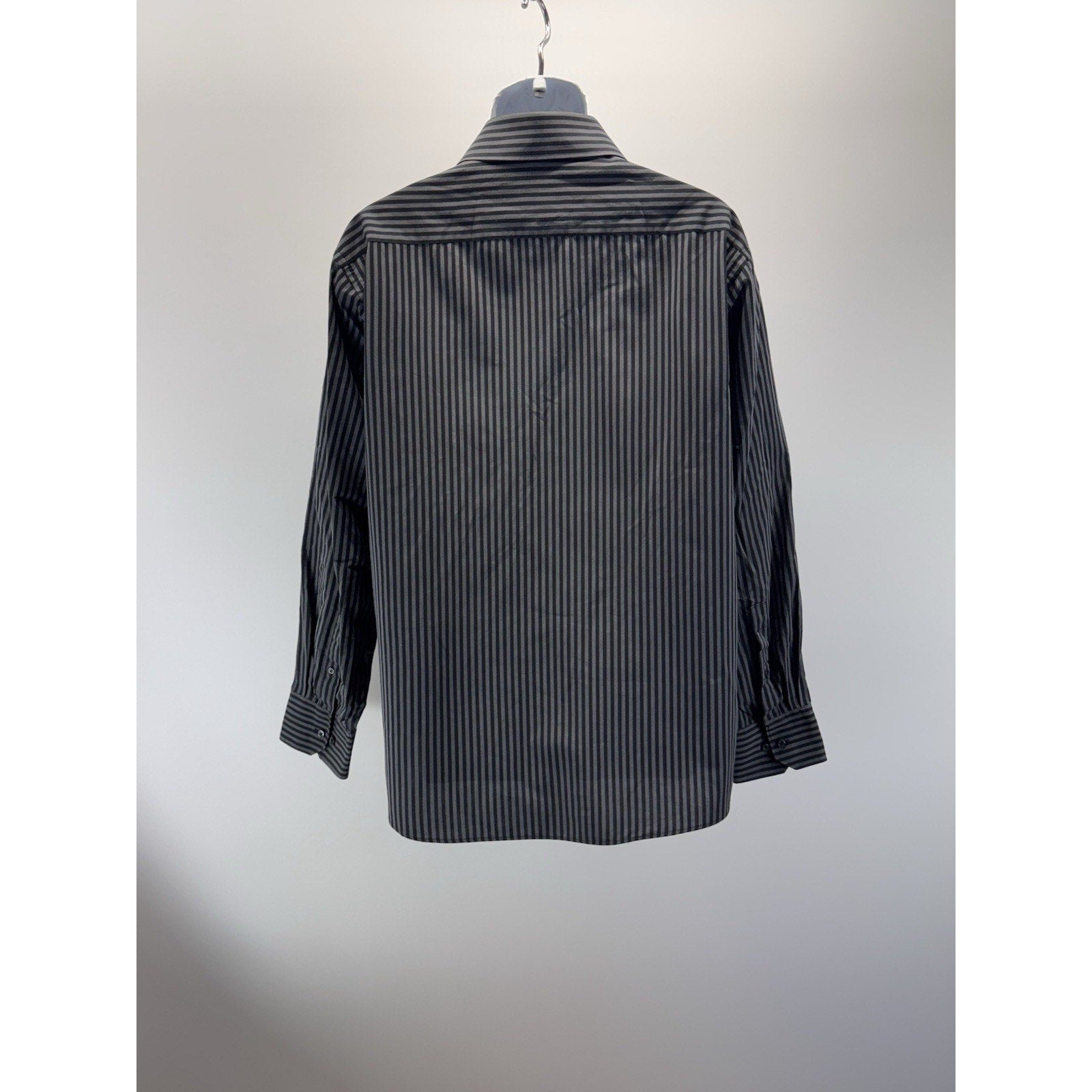 Covington Modern Fit Dress Shirt Men's 17-17.5 34/35 Black Pinstripe Stain Free