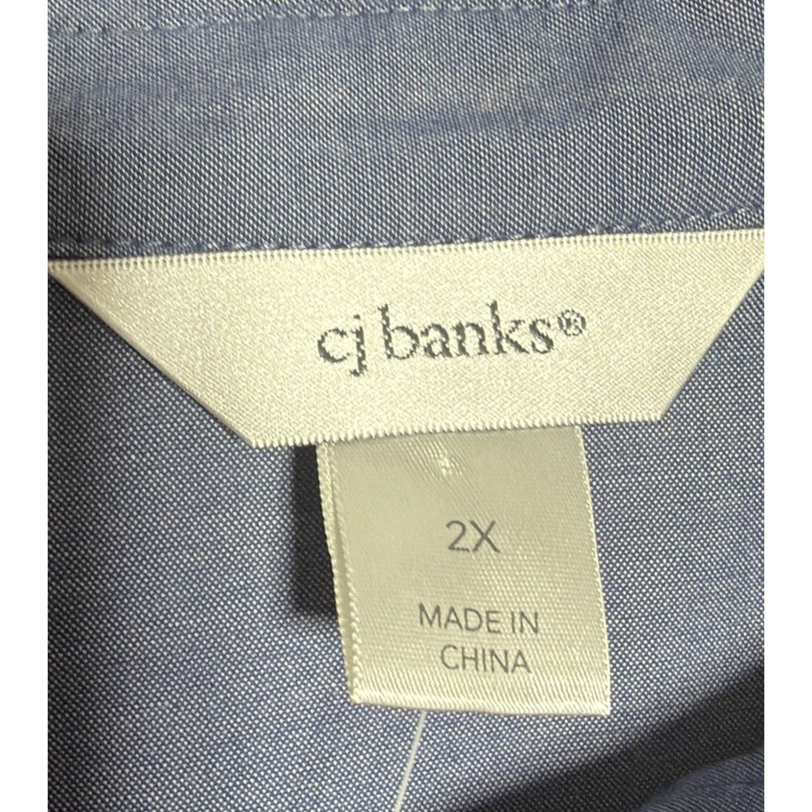 CJ Banks Wrinkle Resistant Button Up Tunic Shirt Womens Plus Size 2X Blue New