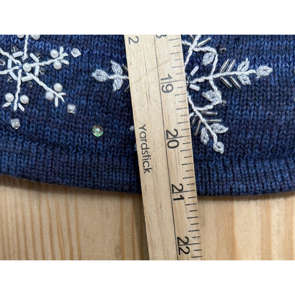 Tiara International VTG 2003 Snowflake Christmas Cardigan Sweater Petite Medium