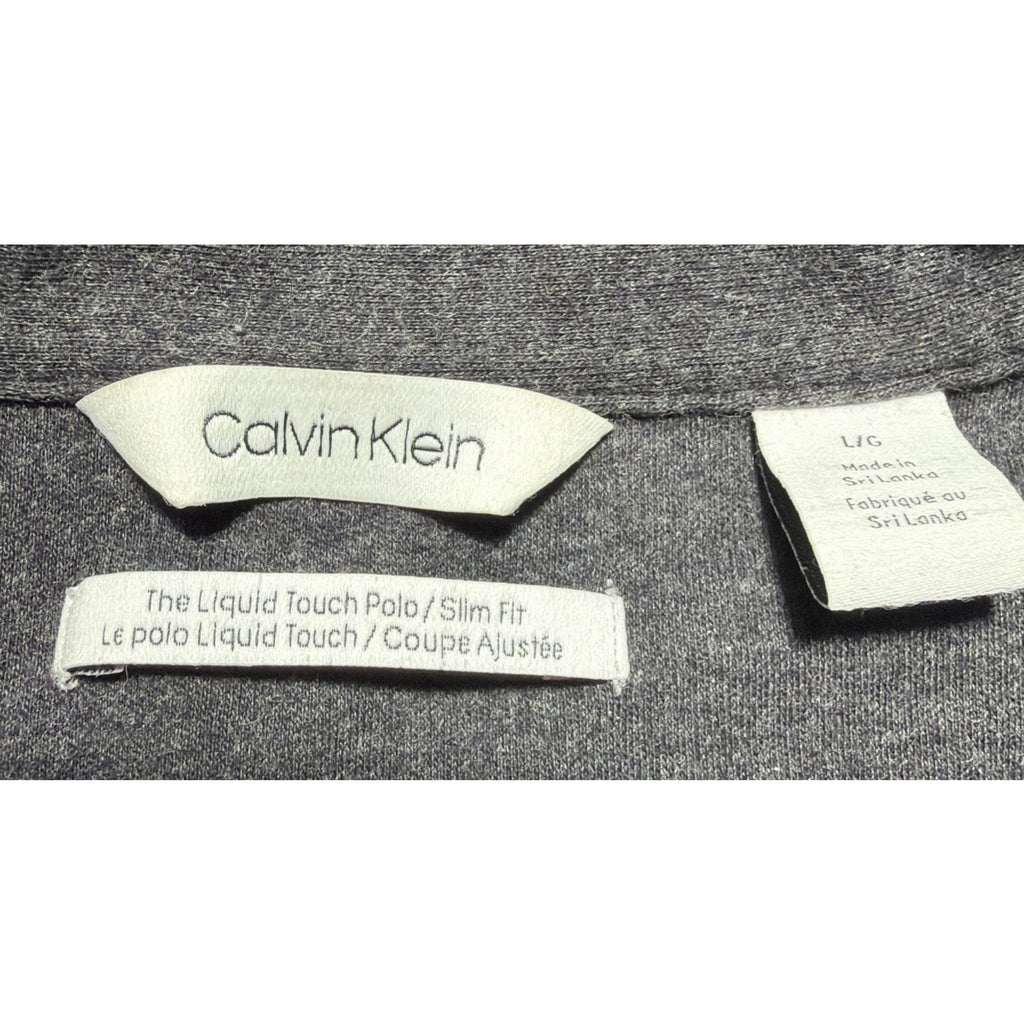 Calvin Klein Men's S/S Liquid Touch Logo Polo Slim Fit Shirt Size L Dark Grey