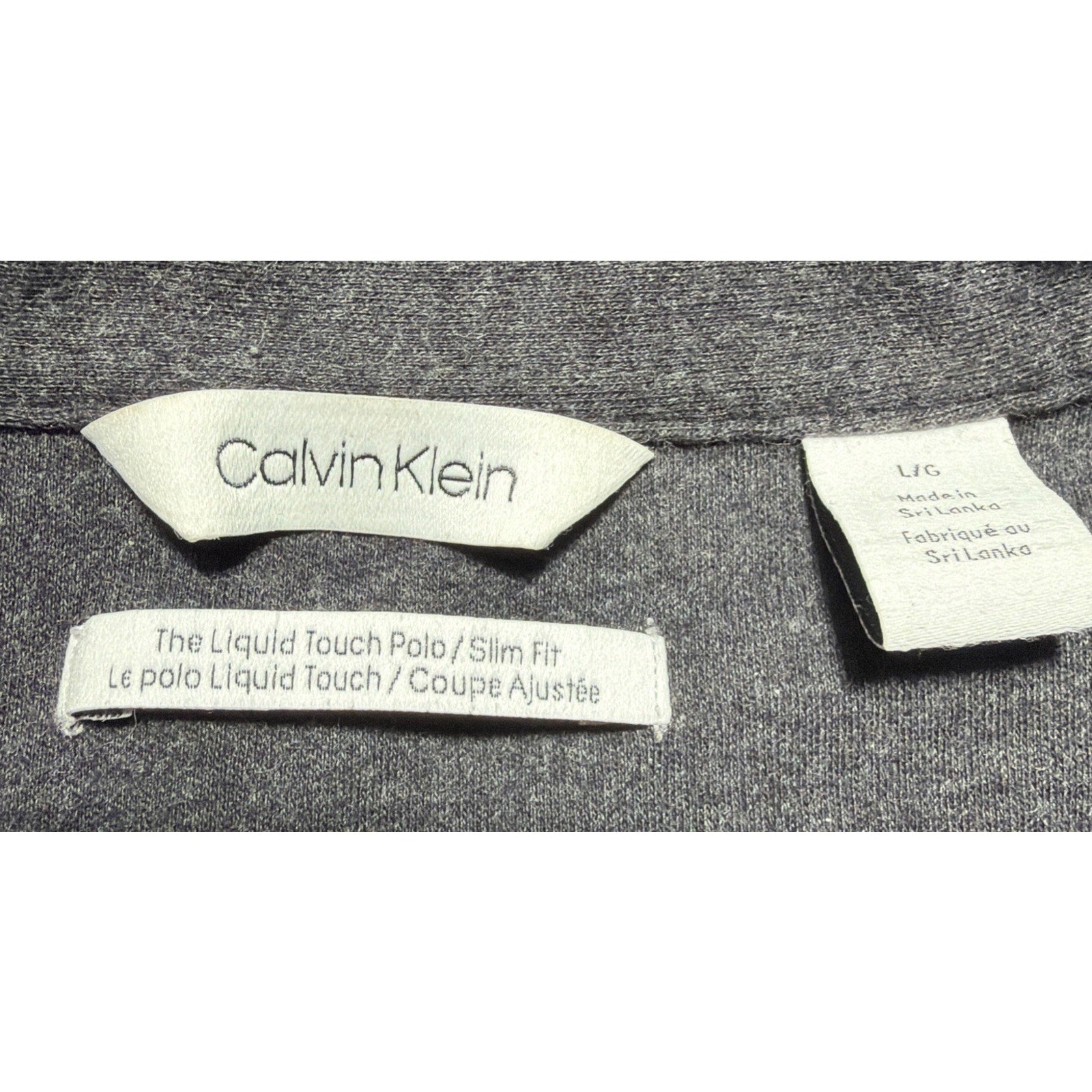 Calvin Klein Men's S/S Liquid Touch Logo Polo Slim Fit Shirt Size L Dark Grey