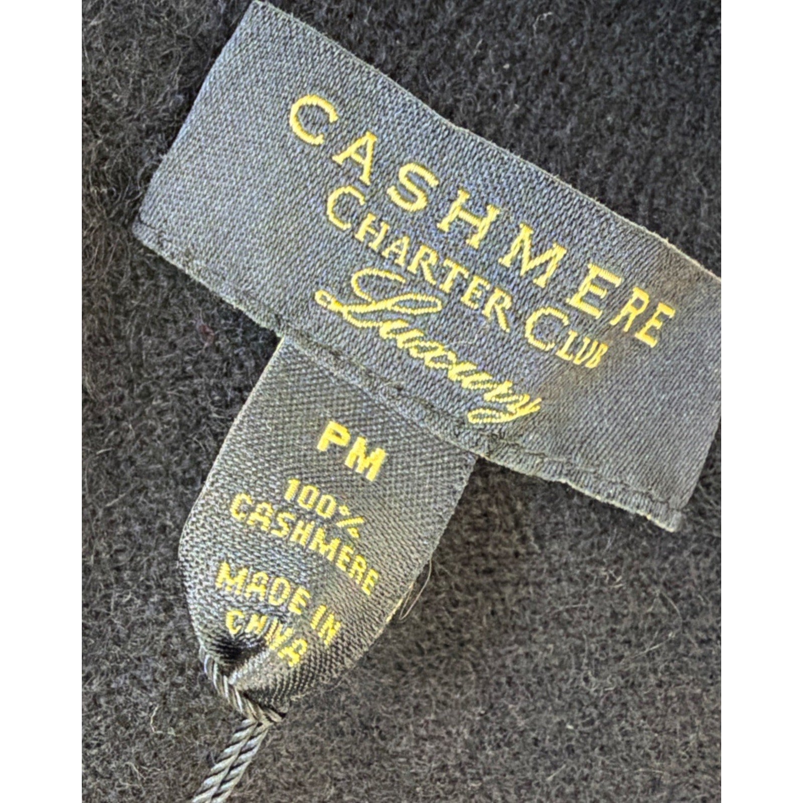 NWT Charter Club Luxury 100% Cashmere Black Rhinestone Open Front Cardigan PM