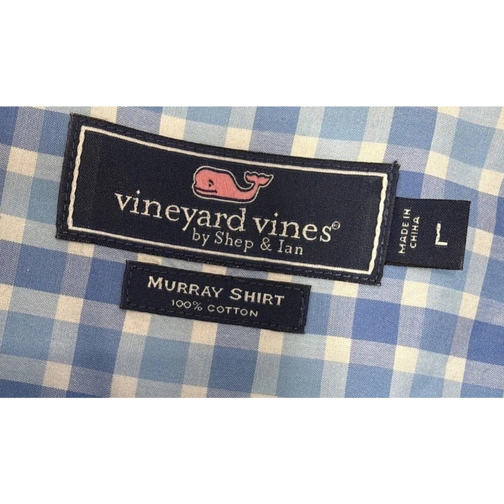 Vineyard Vines Murray Button-Up Shirt Men’s L Blue Plaid 100% Cotton