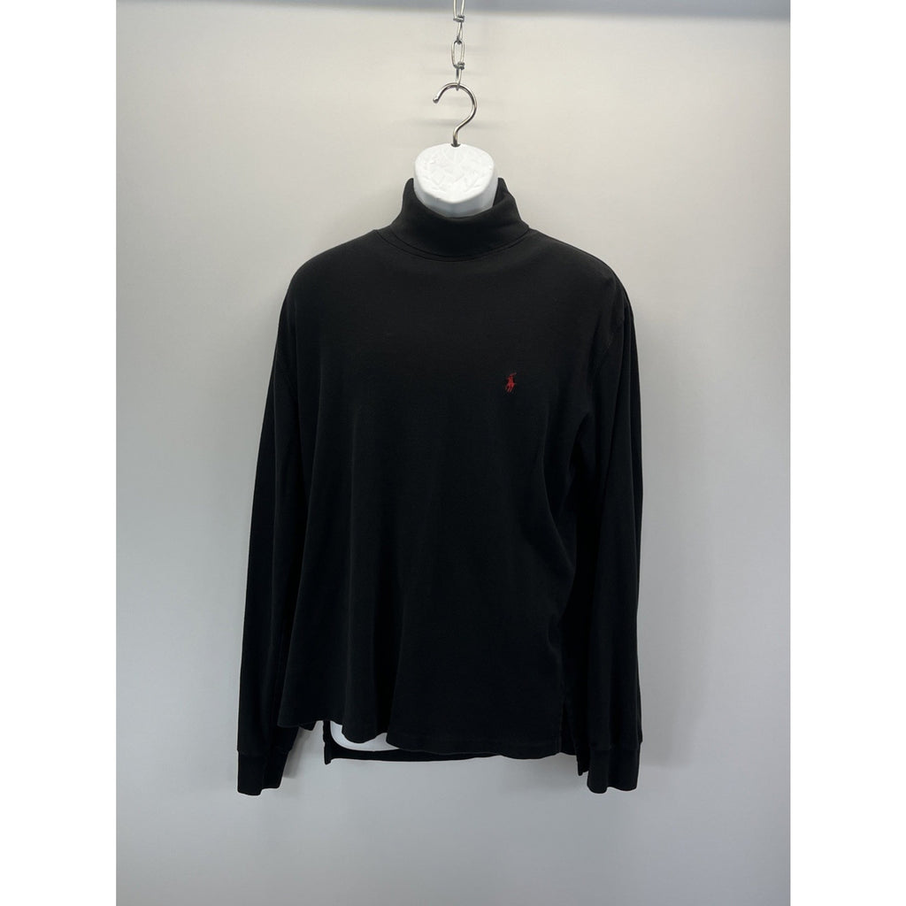90s Polo Ralph Lauren Turtleneck Shirt Mens XL Black L/S Pullover 100% Cotton