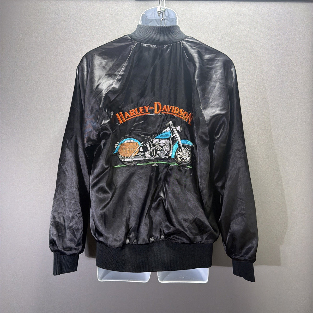 Vintage Auburn Sportswear Satin Jacket Harley Davidson Embroidered Logo S USA