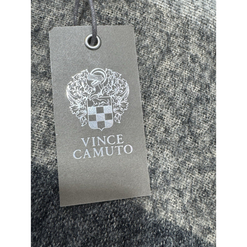 NWT Vince Camuto Ruana Poncho Wrap Shawl Black Neutral Stripe Fringe One Size