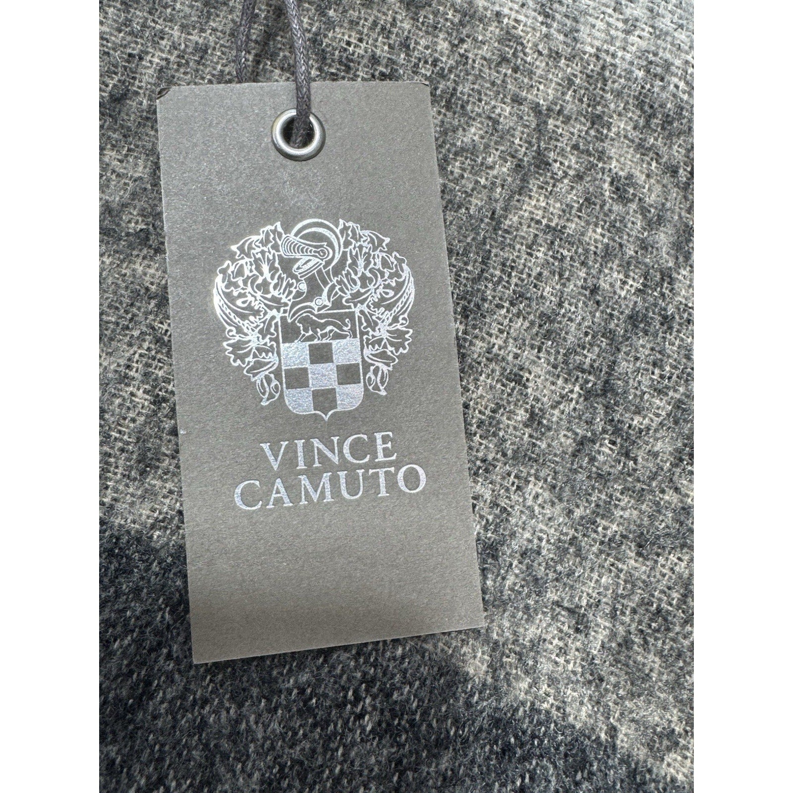 NWT Vince Camuto Ruana Poncho Wrap Shawl Black Neutral Stripe Fringe One Size