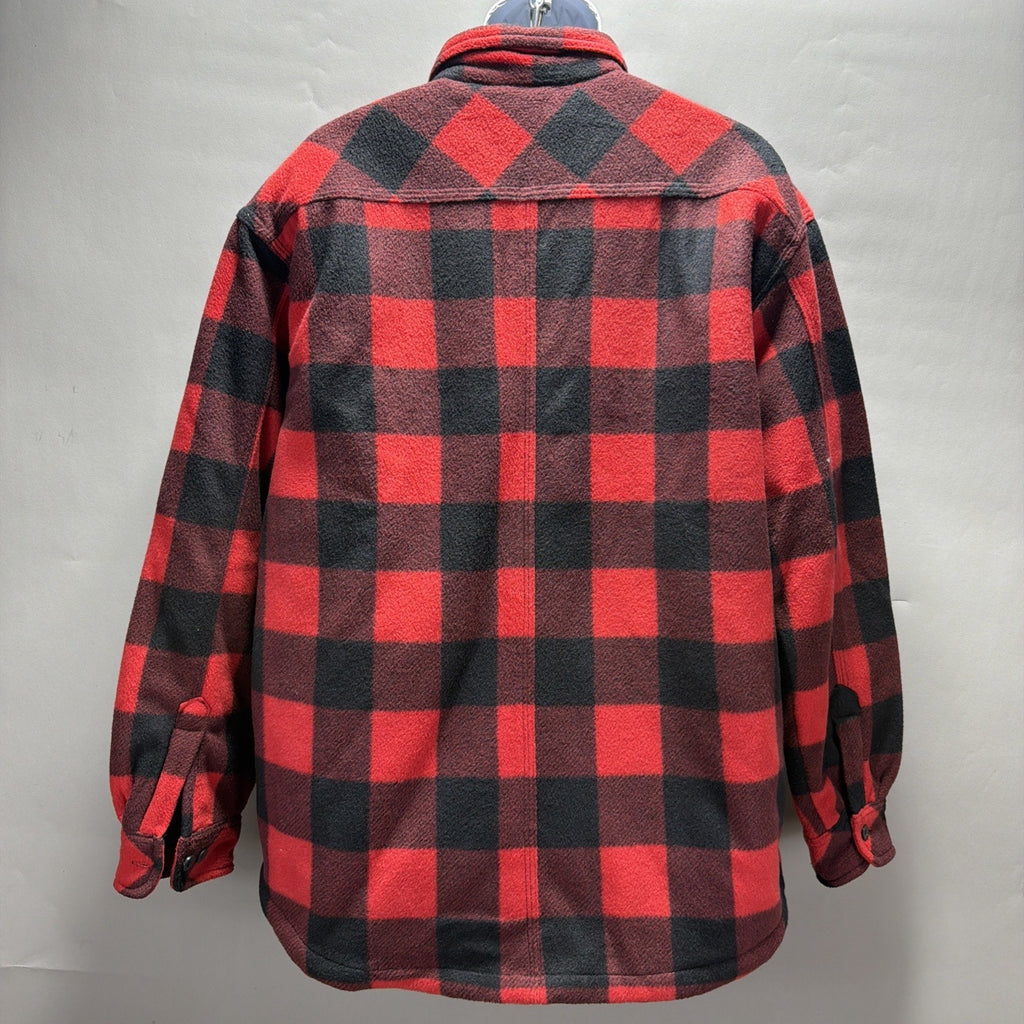 Dickies Micro Fleece Shirt Jacket Quilted Lining Red Black Buffalo Plaid XL