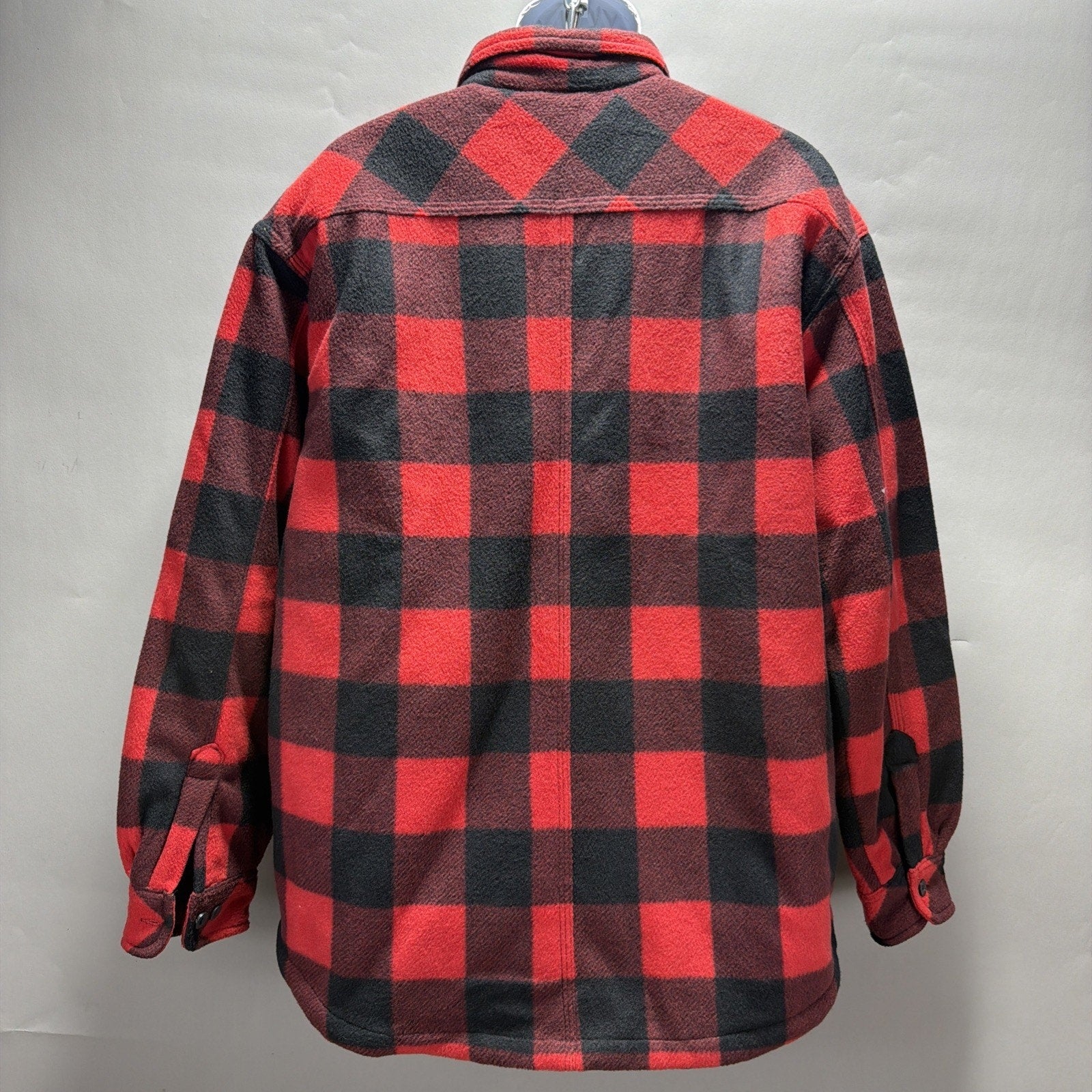 Dickies Micro Fleece Shirt Jacket Quilted Lining Red Black Buffalo Plaid XL