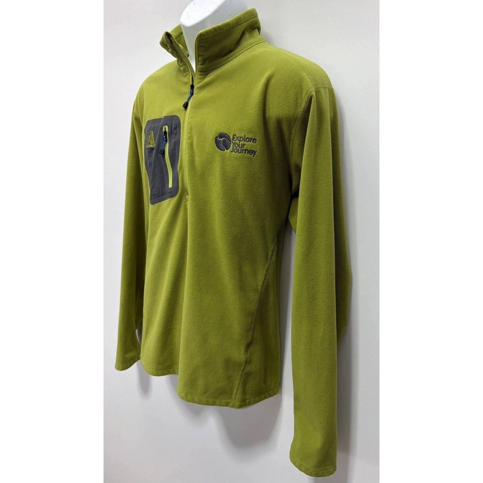 Eddie Bauer First Ascent Sweater Adult XL Green Micro Fleece 1/4 Zip Pockets