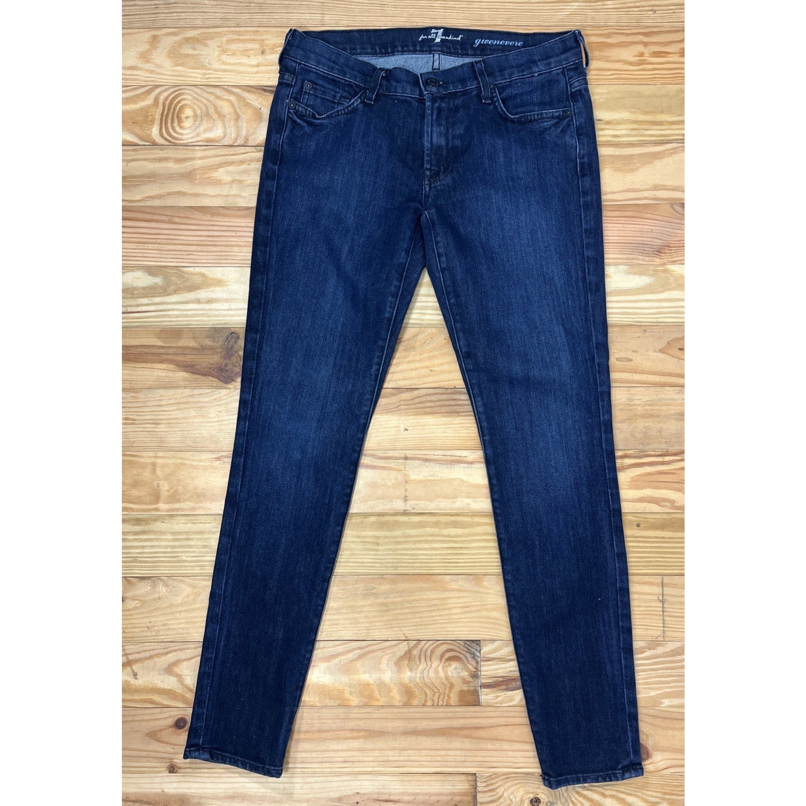 7 For All Mankind Gwenevere Skinny Jeans Women Sz 28X29 Blue Stretch Denim
