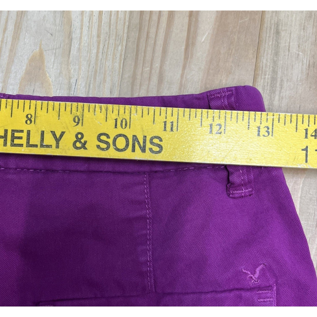 American Eagle Shortie Shorts Womens 0 Purple High Rise Stretch Chino 26x 4